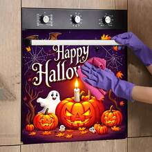 1 pièce Autocollant magnétique plat avec motif fantôme et citrouille d'Halloween, facile à nettoyer au lave-vaisselle, sans colle nécessaire, convient aux appareils de cuisine (lave-vaisselle, réfrigérateur), décoration de fête, accents saisonniers pour la maison, lavable et réutilisable, décoration intérieure
