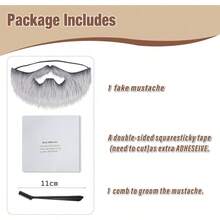 Honcloud Realistic Fake Beard Easy to Wear Great for Outfits and Perfect for Halloween - Gris plateado - Ver 5