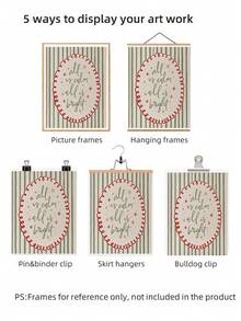 1 pieza Impresión de arte de pared navideño minimalista sin marco, decoración festiva de fiesta de vacaciones con textura de rayas verdes, impresión de decoración del hogar moderna para sala de estar, dormitorio, dormitorio universitario, póster de rayas abstractas de estilo vintage, mejor opción de regalo, decoración de habitación, artículos esenciales para dormitorio universitario - Multicolor - Ver 6
