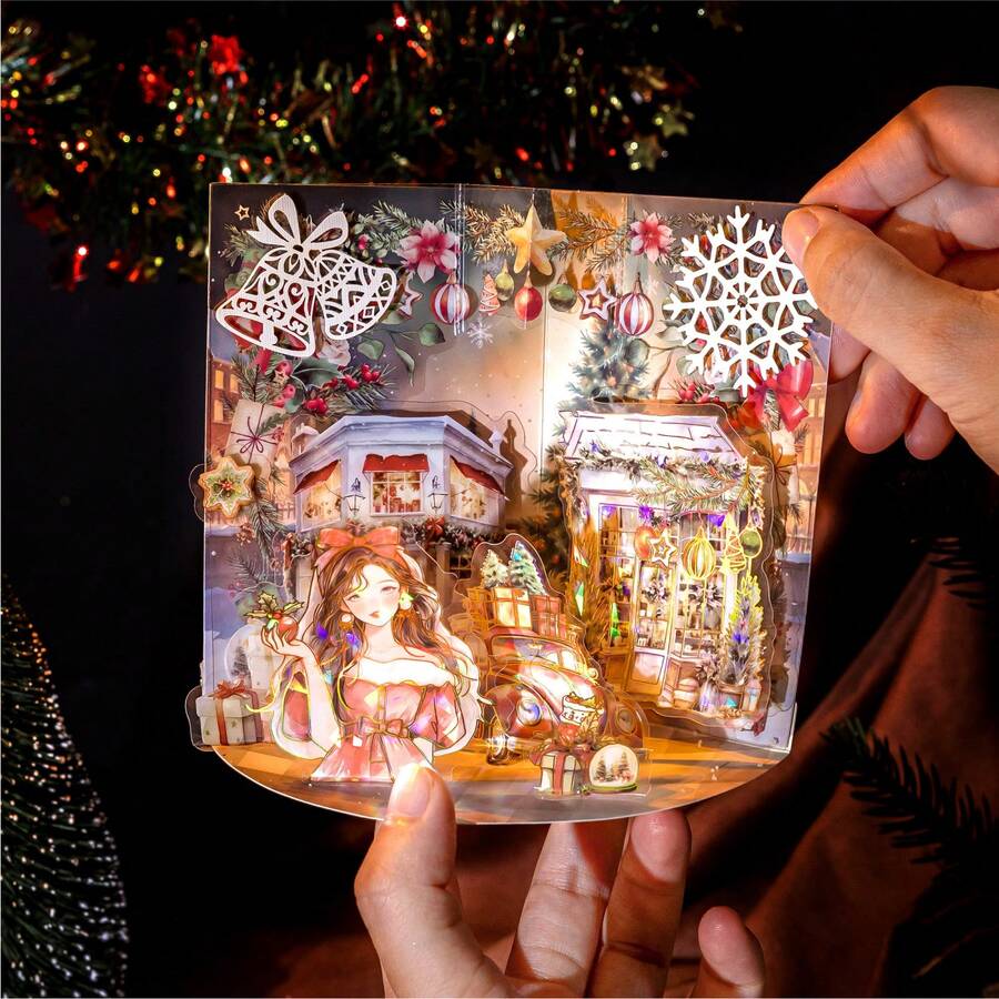 Pachet Creatives 25 de coli/pungă, seria Starlight Christmas Island, autocolante de colaj cu peisaje rafinate în stil Crăciun, rechizite pentru scrapbooking, accesorii pentru caiete, rame foto decorative, huse pentru computer și telefon, pahare cu apă, reviste vechi, penare, autocolante decorative pentru birou, autocolante pentru sezonul de întoarcere la școală, rechizite școlare - Multicolor - Vizualizare 1