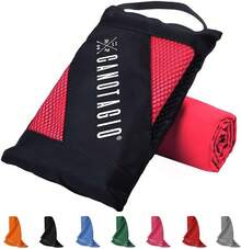 Canotagio Toalla de Microfibra Deportiva para Ejercicio y Viaje. Toalla Ultra Absorbente y Secado Rápido de Micro Fibra. Ligera y Portátil. para el Natación, Gym, Playa y más. (50cm x 100cm, Rosa) - rojo - Ver 5
