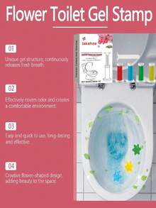 jakehoe 1 Stück Toiletten-Duftkristalle, Toilettenreiniger, Toilettengel mit Blumenduft, Toilettengel-Stempel mit duftendem Toilettenblümchen, mit verschiedenen Farben und Düften, Lufterfrischer und Toilettenblume für Badezimmer Zuhause, Kalkentferner, Geruchsentferner, verschließt den Duft und hält die Luft frisch. Zersetzt Gerüche schnell und hält die Luft im Badezimmer sauber.