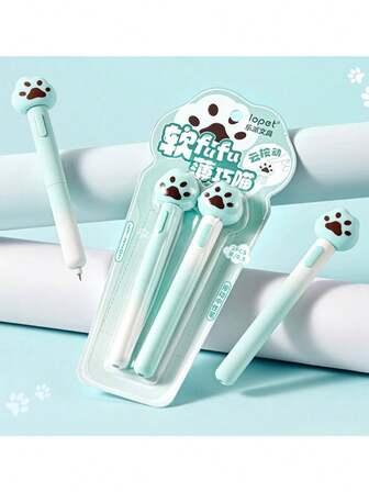 1包，2只猫。猫爪按压圆珠笔。猫爪设计柔软舒适，易于操作和旋转。笔芯可更换。ST 0.5毫米笔尖。书写流畅，墨水速干，外观高档。可爱造型，适合学生上课做笔记。适合女性、青少年和儿童。