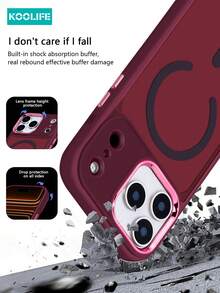 Ốp lưng Koolife màu đỏ rượu vang, mạ điện mờ, từ tính, chống trượt, chống rơi, cảm giác như không dùng ốp, chất liệu PC+TPU, tương thích với Apple 17ProMax / 17 / 17Pro / 17Air/16/16pro/16plus/16promax/Iphone11/11pro/11promax/12/12pro/12promax/13/13pro/13promax/14/14plus/14pro/14promax/15/15pro/15plus/15promax / S25Ultra/S24Plus/S23/S22 - Màu Đỏ Sâu - Xem 3