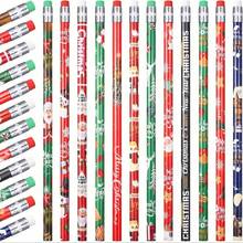 圣诞系列铅笔 - 雪人、圣诞树、驯鹿、圣诞老人图案，可爱高品质 HB 铅笔，适合学生书写，圣诞礼物 - 彩色 - 查看 3