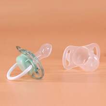 KUNT 1 件婴儿半透明手柄硅胶奶嘴，舒缓，圆形适合日常使用/扁平形适合夜间使用硅胶奶嘴，适合日常使用