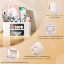 Organizador de Escritorio con cajn, Caja de Almacenamiento de plstico con 5 Compartimentos y 2 cajones, Caja de Almacenamiento de Escritorio para Escritorio, tocador, Oficina, Escuela, hogar - blanco - Ver 6