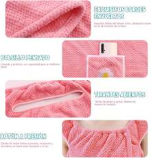 Bata de Baño Mujer Toalla Super Absorbente y Secado Rápido - Toallas de Baño Grandes para Adultos, Diseño Envolvente Hogar, Bata de Mujer en Vellón de Coral Suave No Quitapelos - Rosa - Ver 9