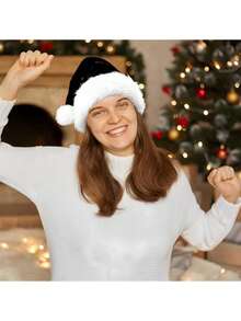 1 Set Christmas Plush Red Warm Gloves & Santa Hat, Christmas Costume Accessories