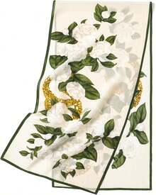 100% Seda de Morera Bufanda Larga para Mujeres de 55"*14" Pañuelo y Bufanda para el Cuello - Toalla Rectangular para el Cabello con Empaque de Regalo - Verde-3 - Ver 2