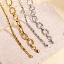 2pcs Stainless Steel & Cuban Link Bracelet Set, Layered Design, Simple Style, Tarnish Resistant, Suitable For Daily Wear, Festivals And Vacations, Unisex, Ideal For Jewelry Lovers, Birthday, Holiday, Christmas, New Year Gifts