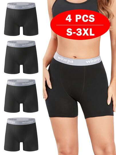  Wirarpa Women's Boxer Briefs Cotton Underwear Anti Chafing Mid Waist Boy Shorts Sports Panties 5.5" Inseam 4 Pack Knickers