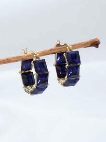 1 par de pendientes de aro cuadrados con circonita cúbica deslumbrantes para mujeres y niñas, joyería elegante minimalista, encantadora para uso diario, regalo de boda, compromiso y cumpleaños