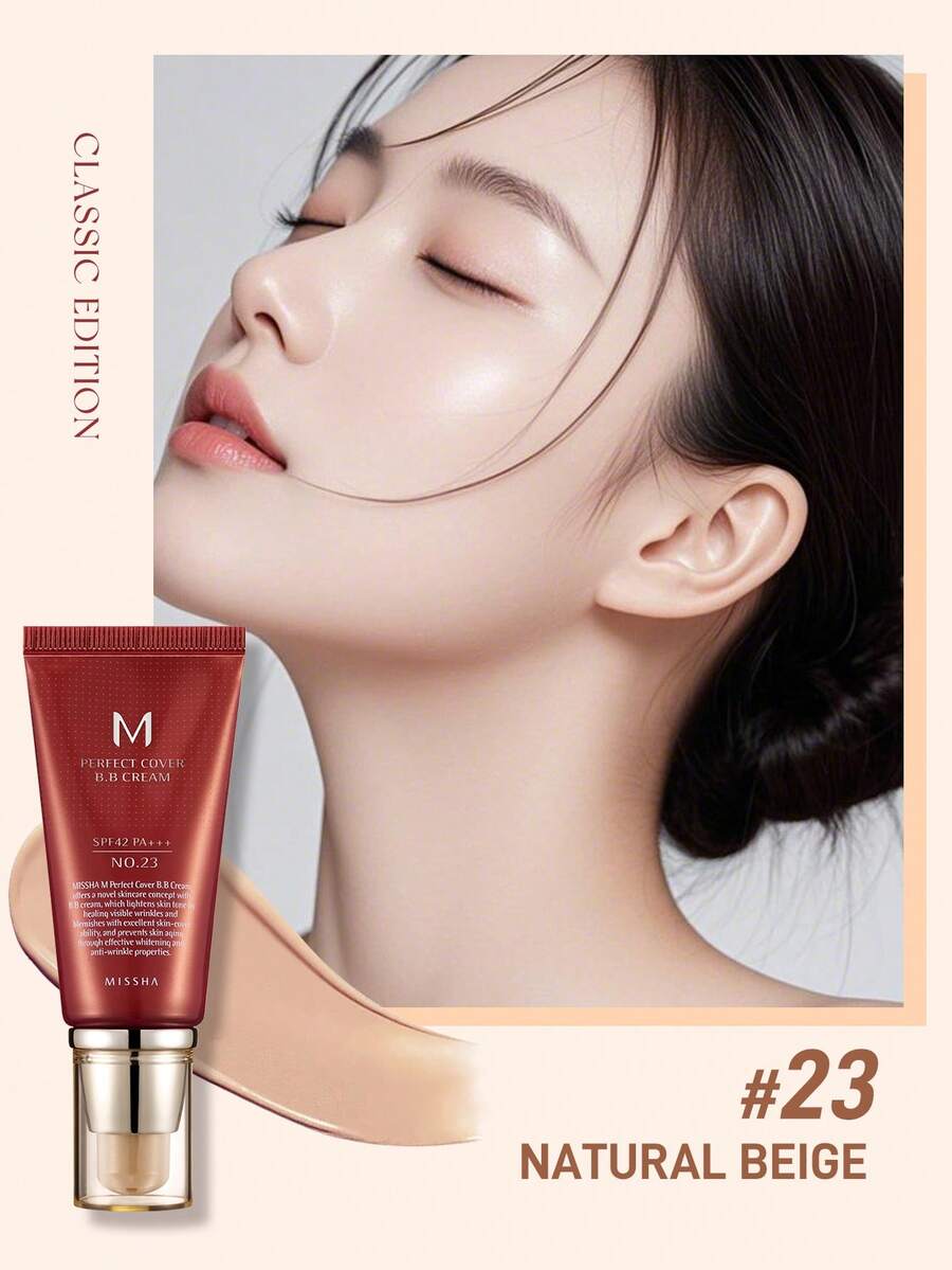 Misshasha BB霜 SPF42+++ 長效全遮瑕 保濕補水 CC霜提亮滋養肌膚 Y2K風格 女孩理想聖誕禮物 適合學校、婚禮、夏季、情人節與度假 50ml/1.76oz