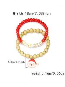 2 piezas/paquete Brazalete con colgantes de Papá Noel, árbol de Navidad, caramelo, muñeco de nieve y bastón de caramelo con letras navideñas - Elementos navideños de moda y versátiles para fiestas, eventos y regalos (color aleatorio - sin tarjeta)