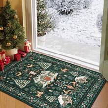 Christmas Indoor Carpet, Super Soft Bathroom Mat, Non-Slip, Absorbent, Green Bathroom Carpet, Christmas Reindeer, Christmas Bathroom Bedroom Decor, Christmas Holiday Doormat - Christmas Indoor Home Decor, Christmas Gifts, Christmas Home Decorations, Non-Slip Carpet Doormat, Small Bathroom Rug - Super Absorbent, Non-Slip, Machine Washable Kitchen Rug - Multicolor - View 4