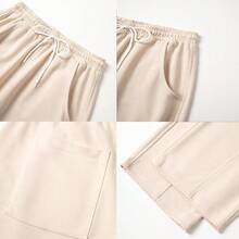 WZIKAI Men's Baggy Sweatpants Elastic Waist Drawstring Wide Leg Sweatpants Casual Loose Baggy Joggers With Pockets{"Size_name":"Large","Color_name":"Beige"} - Màu be - Xem 5