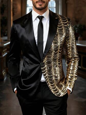 Chaqueta de traje con lentejuelas con escamas de pez para hombres, vestimenta formal para banquetes, actuaciones en el escenario, estilo de fiesta y discoteca