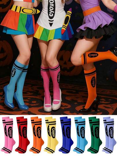 8/4 Pairs Striped Holiday Accessories Costume Party Prop Over-The-Knee/Calf Socks