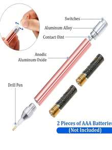 Glowing Diamond Brush With Magnifying Glass And 5 Shapes Of Pen Tips, Multi-Function DIY Hand Tools, Ergonomic Grip Design, Plastic/Aluminum Alloy Material, A Variety Of Colors To Choose From