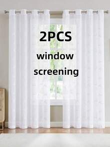 ستائر شفافة مطرزة باللون الأبيض ذات تصميم زهري أنيق، للزينة في غرفة المعيشة والنوم، مجهزة بخواتم معدنية