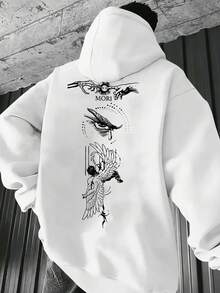 Estilo de  Oscura, Sudadera con Capucha para Hombre con Estampado de Patrón de Elemento Visual Único y Misterioso - Blanco - Ver 12