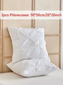 2 件褶皱涤纶枕套，优雅简约风格，适合所有季节 - 白色 - 查看 15