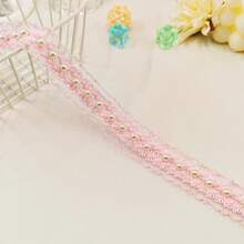1pc Ruffled Elastic Pearl Lace Trim, DIY Fabric Arts Clothing, Skirt Hem, Home Textile, Apparel Sewing Accessory - Multicolor - View 20
