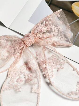 白色蕾丝蝴蝶结马尾发夹，简约优雅的女孩发饰，爪夹，发卡，发夹，可爱配饰，发饰