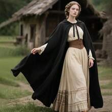 1 pezzo Mantello lungo con cappuccio in stile medievale e rinascimentale vintage, adatto per Ognissanti, carnevale, festival, spettacoli teatrali, cosplay