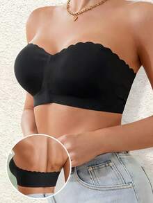 Women's Front Closure Bra,Strapless Bra,Seamless Top Women Wireless Sexy Underwear , Removable Padding, Adjustable Intimates Lingerie Basic Tube Bras, Non Slip Silicone Soft Fabric Underwear, Comfortable Padded Camisole Wavy Edge Design,Perfect With Strapless DressesFront Buckle Underwear