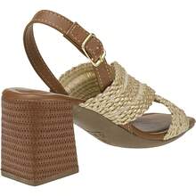 LAZZLU SHOES Women's Sandal With Thick Medium Block Heel And Comfortable Raffia - 駝色 - 查看 6