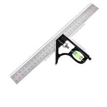 Regla de ángulo de base pequeña WM, regla de medición, juego de reglas combinadas, regla de medición ajustable de 300 mm, regla combinada de ingeniero - Negro - Ver 4