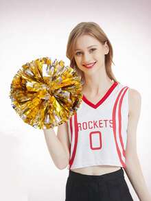 2pcs/Set Blue & Silver Pom Poms - High Index Plastic, Suitable For Dancing, Dance Accessories, Gymnastics, Sports Events And Festivals, Team Spirit Sports Cheering