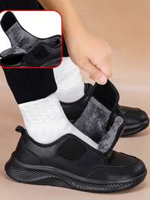 Tênis esportivos femininos plus size com forro quente, tênis casuais antiderrapantes e à prova d'água para o inverno - Tudo preto - Ver 14