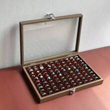 1 pièce - Boîte de rangement à cordelette pour jouets culturels, bracelets en cristal, bracelets, boîte à bijoux pour hommes et femmes + Grande capacité anti-oxydation en bois avec boîte d'affichage de bracelet en velours et verre. Meilleure présentation de vos bijoux