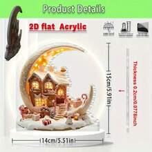 ديكور كوخ عيد الميلاد بطراز بوهيمي من الاكريليك - بمقاس 15.01 سم * 14.0 سم مع أضواء احتفالية، مثالي للمنزل والمكتب والغرفة والمقهى - هدية مثالية لجميع المناسبات