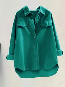 Koszula damska w paski, z długim rękawem i guzikami, jesienna