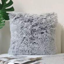 1 Pack 1 Or 2pcs Faux Plush Sea Lion Fur Square Throw Pillow Covers For Living Room Sofa Bedroom Headboard - Gray Gradient - View 6