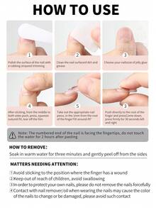 10片手工杏仁形短款美甲贴纸，亚克力美甲贴纸，可重复使用可移除美甲贴花 美甲用品 - 彩色 - 查看 12