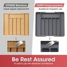 Silverware Organizer - Expandable Kitchen Drawer Organizer, Adjustable Utensil Organizer, Cutlery Tray Forks, Knives, Multipurpose Kitchen Organizers And Storage Solution, Black, Large - 大號+灰色 - 查看 4