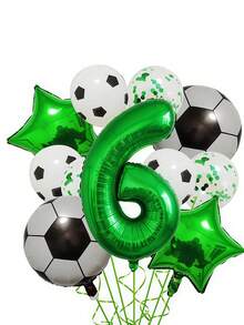 11pcs Football Theme Foil Balloon Set - Numbers 0-9 World Cup Theme Party Birthday Decorations Balloons, Includes 32" Number Balloons And 18" Football Balloons, Suitable For Sports Party/Birthday Party/Summer Party Decor, Fan Party/Locker Room Celebration, Etc. - Multicolor - View 7