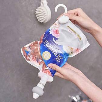 Dispensador de sabonete líquido recarregável, frasco de recarga com gancho invertido e controle de fluxo, recipiente de reposição para xampu e sabonete líquido para banheiro