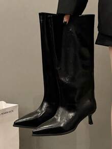 Fall/Winter French Blogger Style Pointed Toe Thigh High Boots, Ins Nordic Kitten Heel Equestrian Boots For Women, Kitten Heels