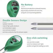 1 pieza, Detector de humedad del suelo, Adecuado para jardinería, invernaderos, flores, huertos, medidor de humedad del suelo para plantas de interior, medidor de agua para plantas, medidor de humedad para plantas de interior y exterior