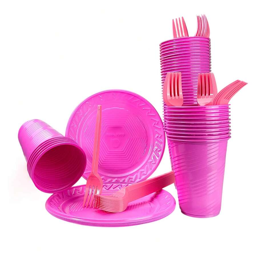 Economic Disposable Kit For 50 People And 150 Party Items - Hot Pink - View 1