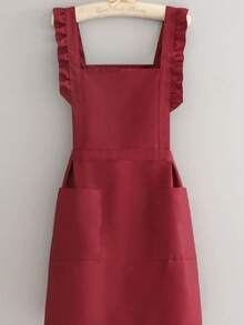 1pc Customized Printed Stylish Korean Apron, Waterproof And Stain Resistant, Apron Cute Lace Skirt Apron, Black Stain Resistant Apron, Sleeveless Apron, For Home, Kitchen, Nail Shop, Cooking, Baking, Nail Salon, Women Work Uniform, Coffee Smock, Home Cooking Clean Sleeveless Bib Apron, Fall Decor