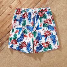 Matching Family Swimsuits Tropical Plant Print Red Spaghetti Strap One-Piece Swimsuit Or Swim Trunks - Đỏ - Xem 3