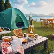 5 件装多功能食品储存容器，2/4 隔间分隔冰箱储物盒，带盖，可重复使用，便携式冰箱和冰柜收纳盒，适用于水果、蔬菜、肉类，厨房收纳盒，适用于家庭和餐厅