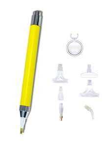 Glowing Diamond Brush With Magnifying Glass And 5 Shapes Of Pen Tips, Multi-Function DIY Hand Tools, Ergonomic Grip Design, Plastic/Aluminum Alloy Material, A Variety Of Colors To Choose From